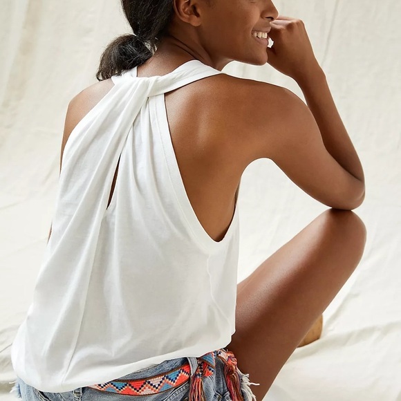 ANTHROPOLOGIE Twist Halter Tank Orange  Womans Pima cotton Size XSmall - Picture 6 of 10